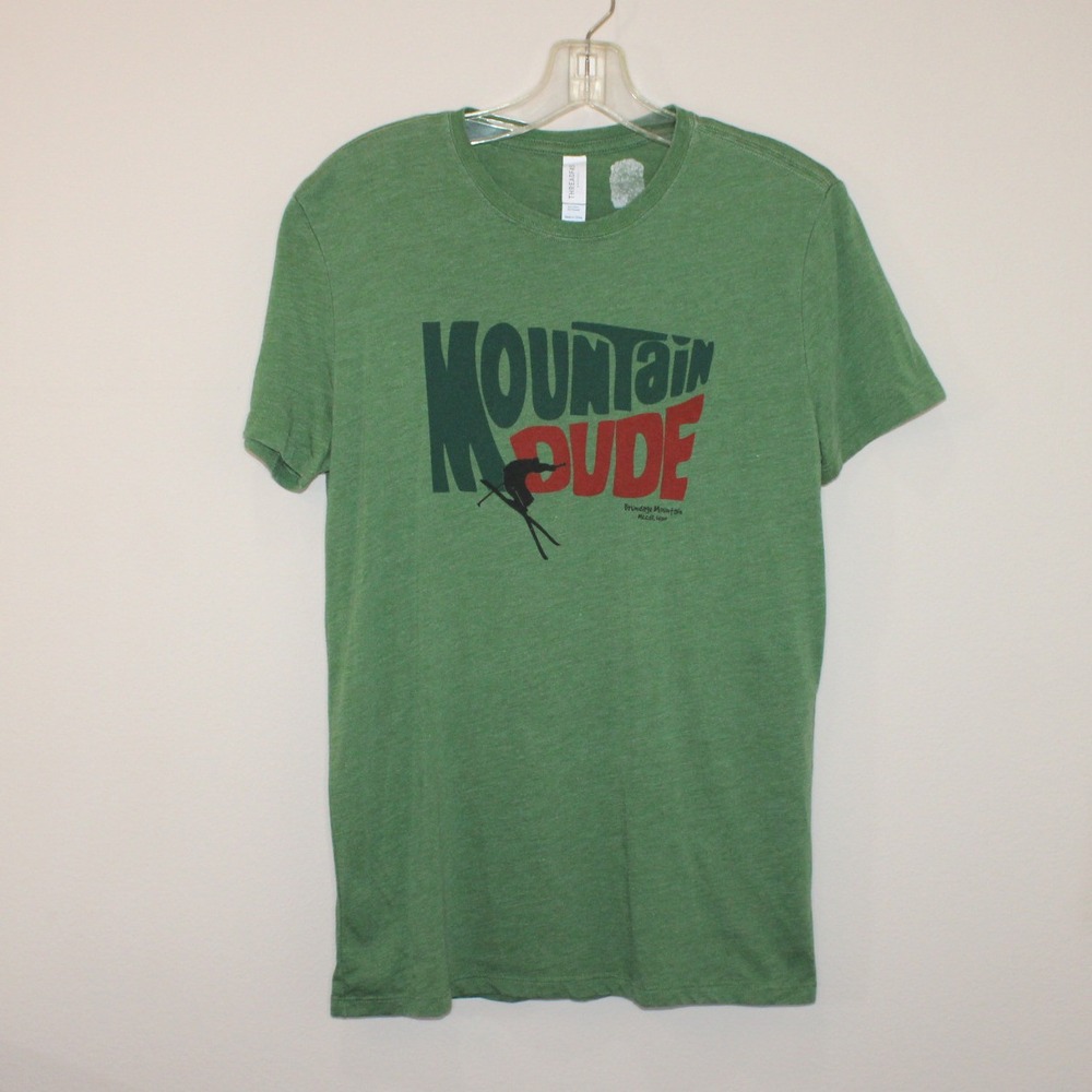 Mountain Dude mens small skier t-shirt Green Brundage Mountain McCall Idaho